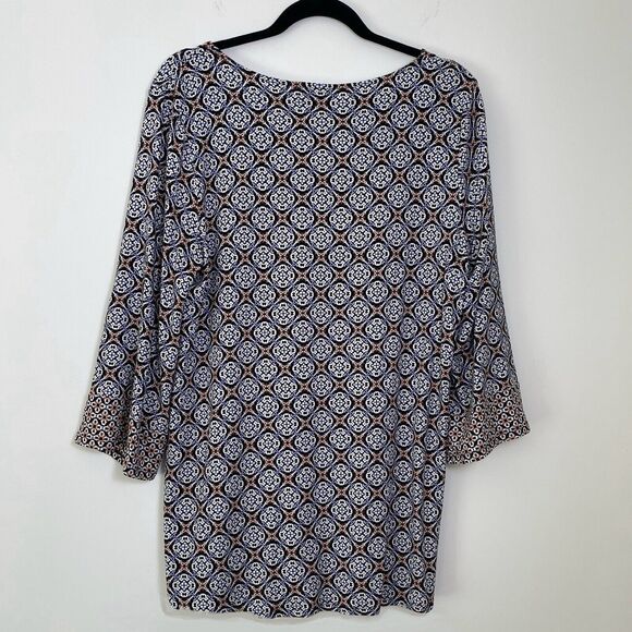 J. Jill Blue, Black & Pink Geometric Patterned Top, Size: Medium - Picture 7 of 9